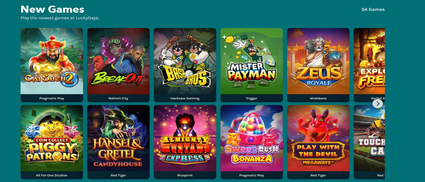 Top played slots at Lucky Days Casino